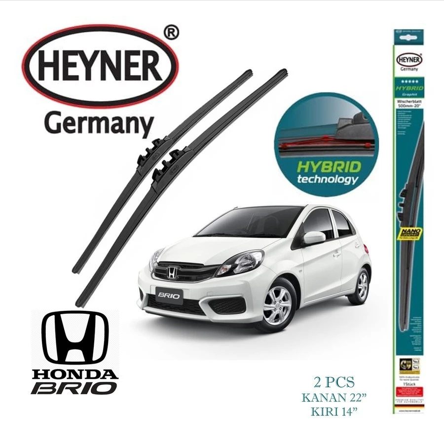 Wiper Mobil Honda Brio 22 dan 14 inch Heyner