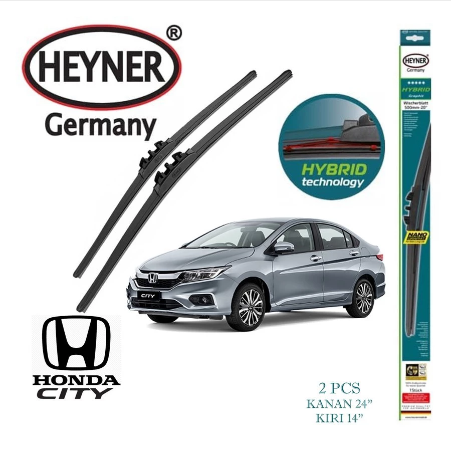 Wiper Mobil Honda City 24 dan 14 inch Heyner